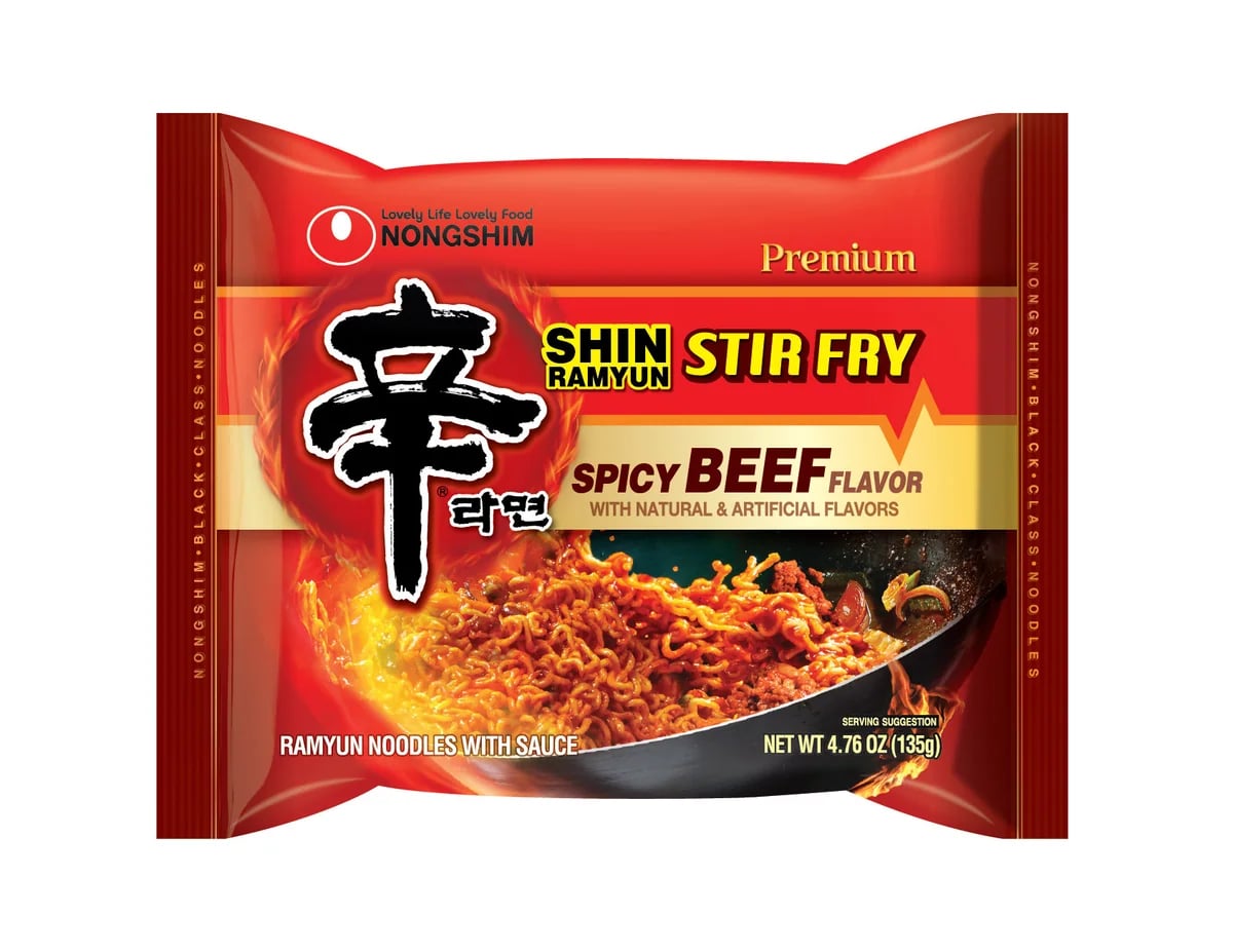 Nongshim Shin Ramyun Stir Fry Spicy Beef packaging