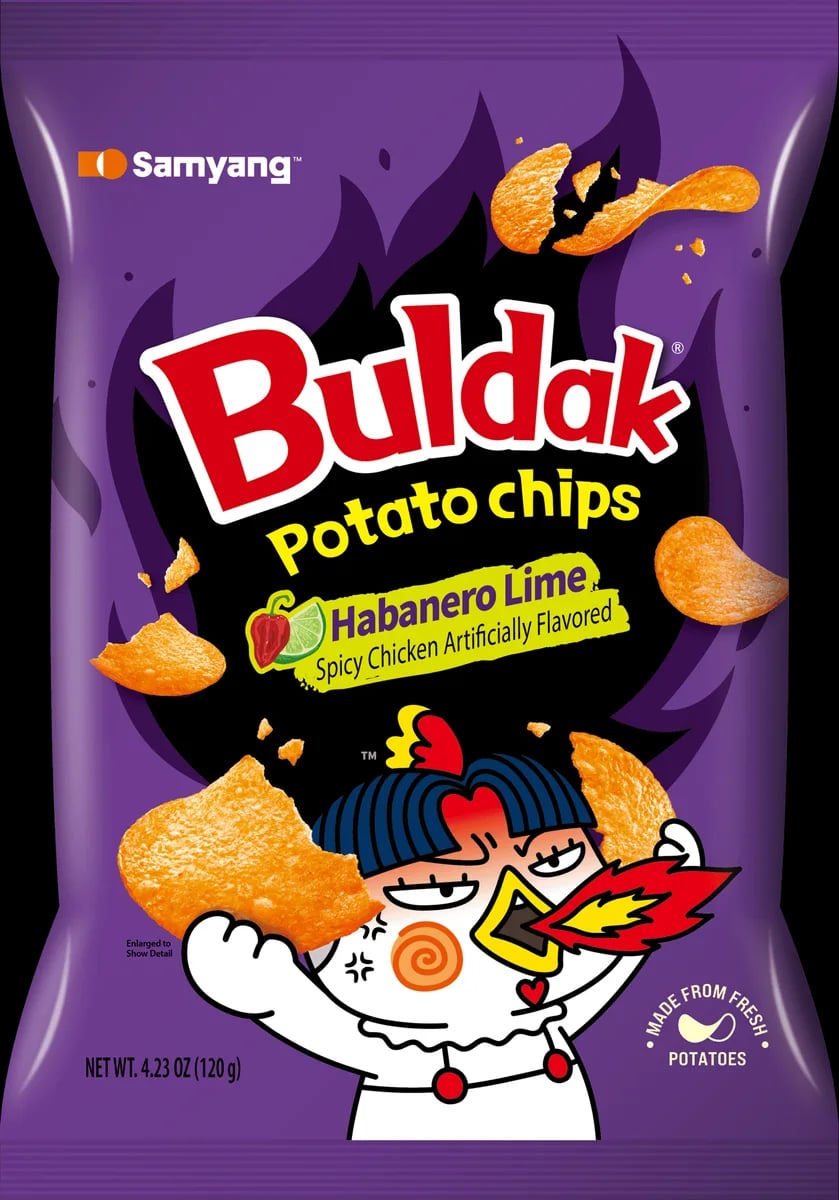 Buldak Potato Chips Habanero Lime 120 g packaging
