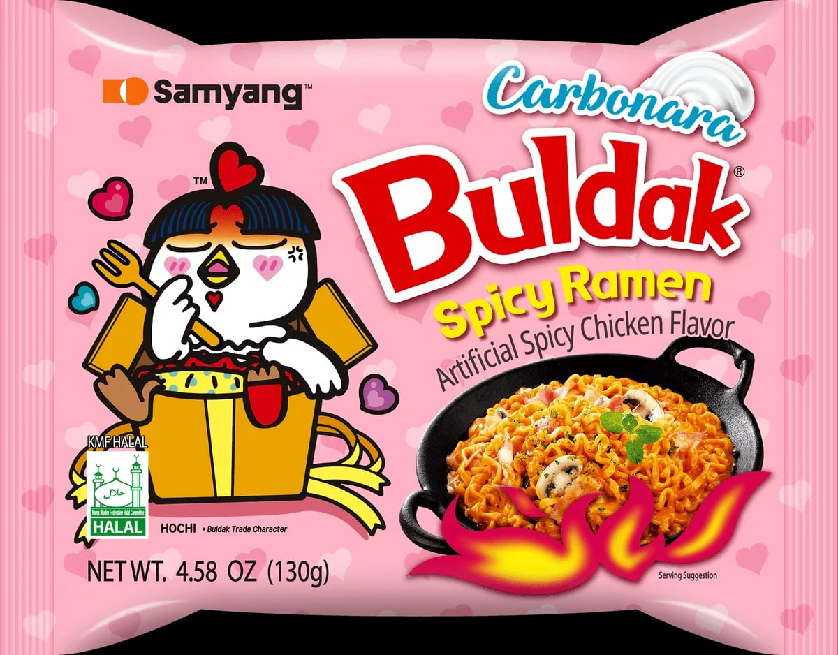 Buldak Carbonara Hot Chicken Flavour Ramen 130 g packaging