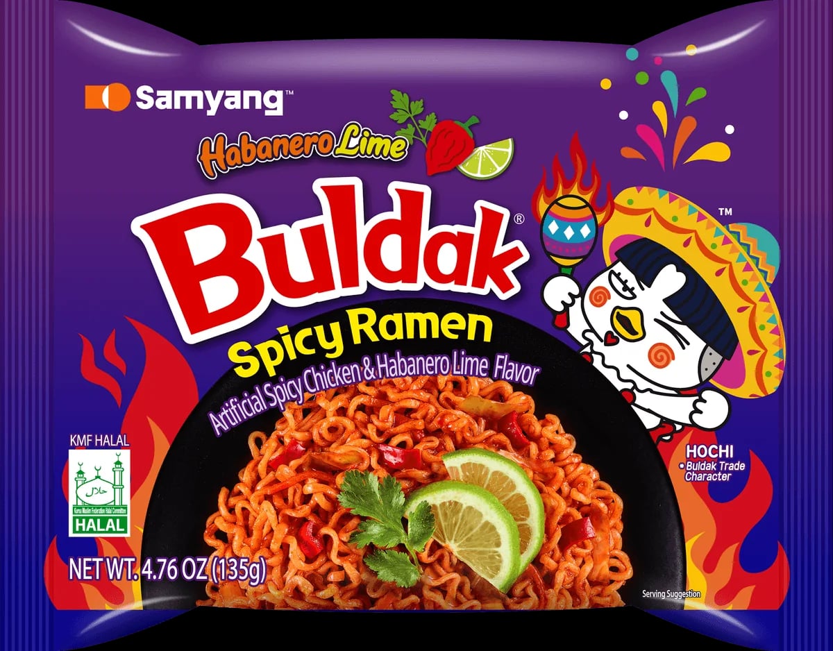 Buldak Habanero Lime Hot Chicken Flavour Ramen 135 g packaging