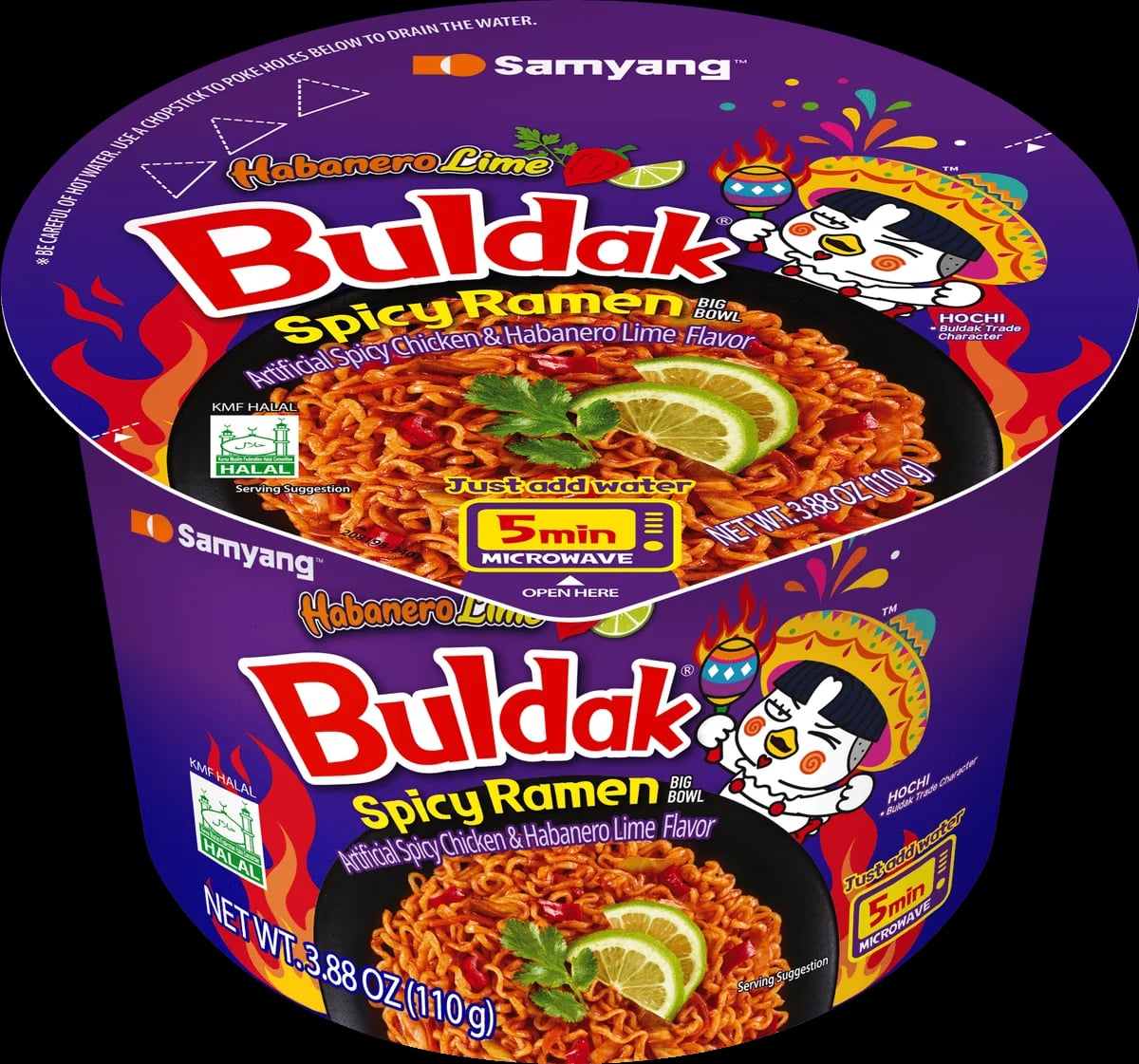 Buldak Habanero Lime Hot Chicken Flavour Ramen Big Bowl 110 g packaging