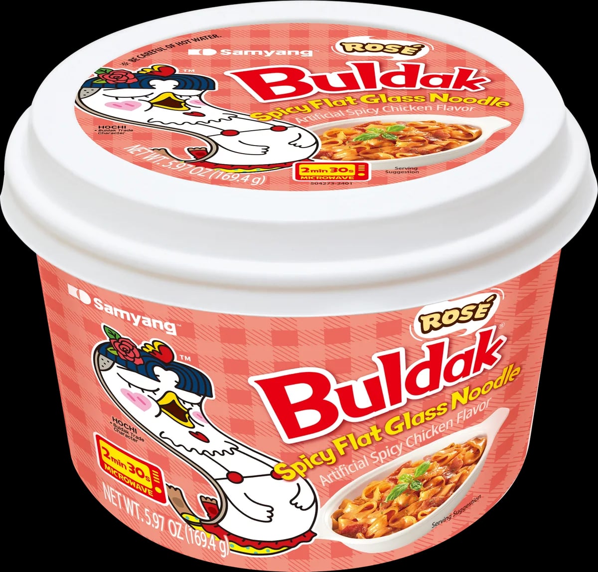 Buldak Rosé Wide Glass Noodles 169.4 g packaging