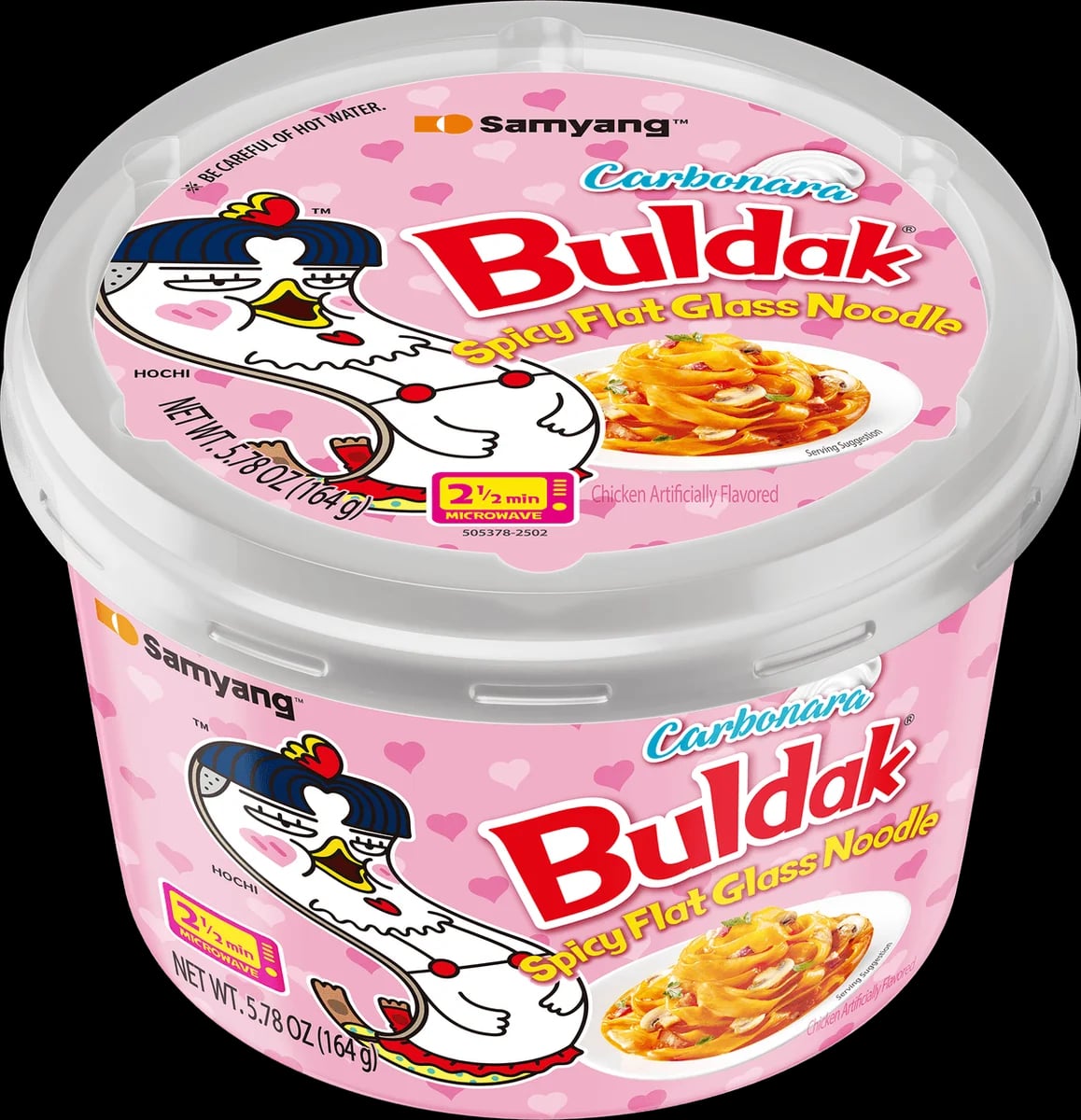 Buldak Carbonara Wide Glass Noodles 164 g packaging