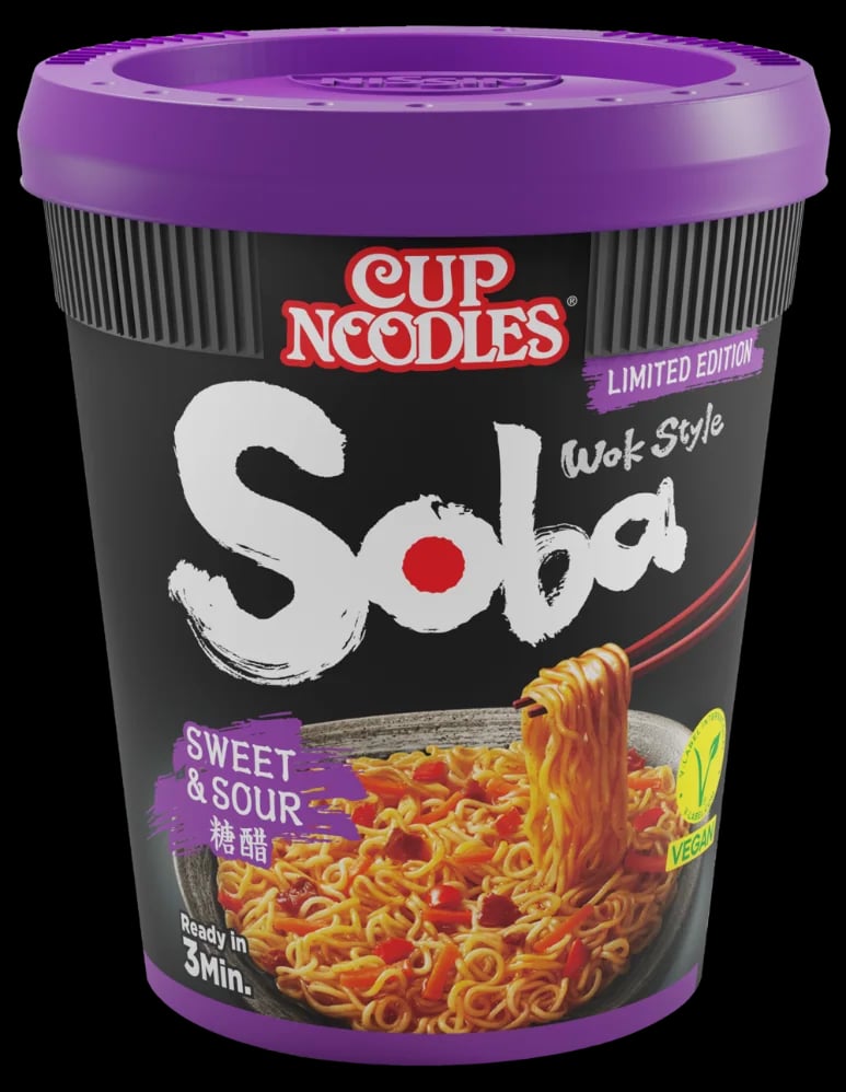 Nissin Cup Noodles Soba Sweet & Sour packaging